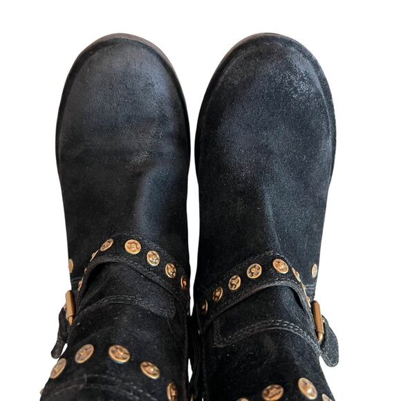 UGG moto boots Fabrizia studded black suede leather studs size 6.5 womens gold - Picture 5 of 10